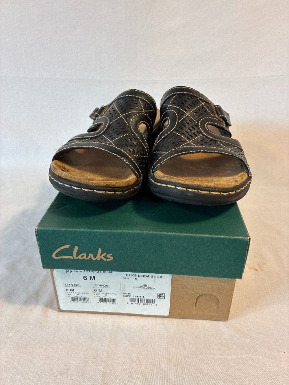 Clarks Leisa Sugar Quilted Leather Sandals Women's 6 M Buckle Strap